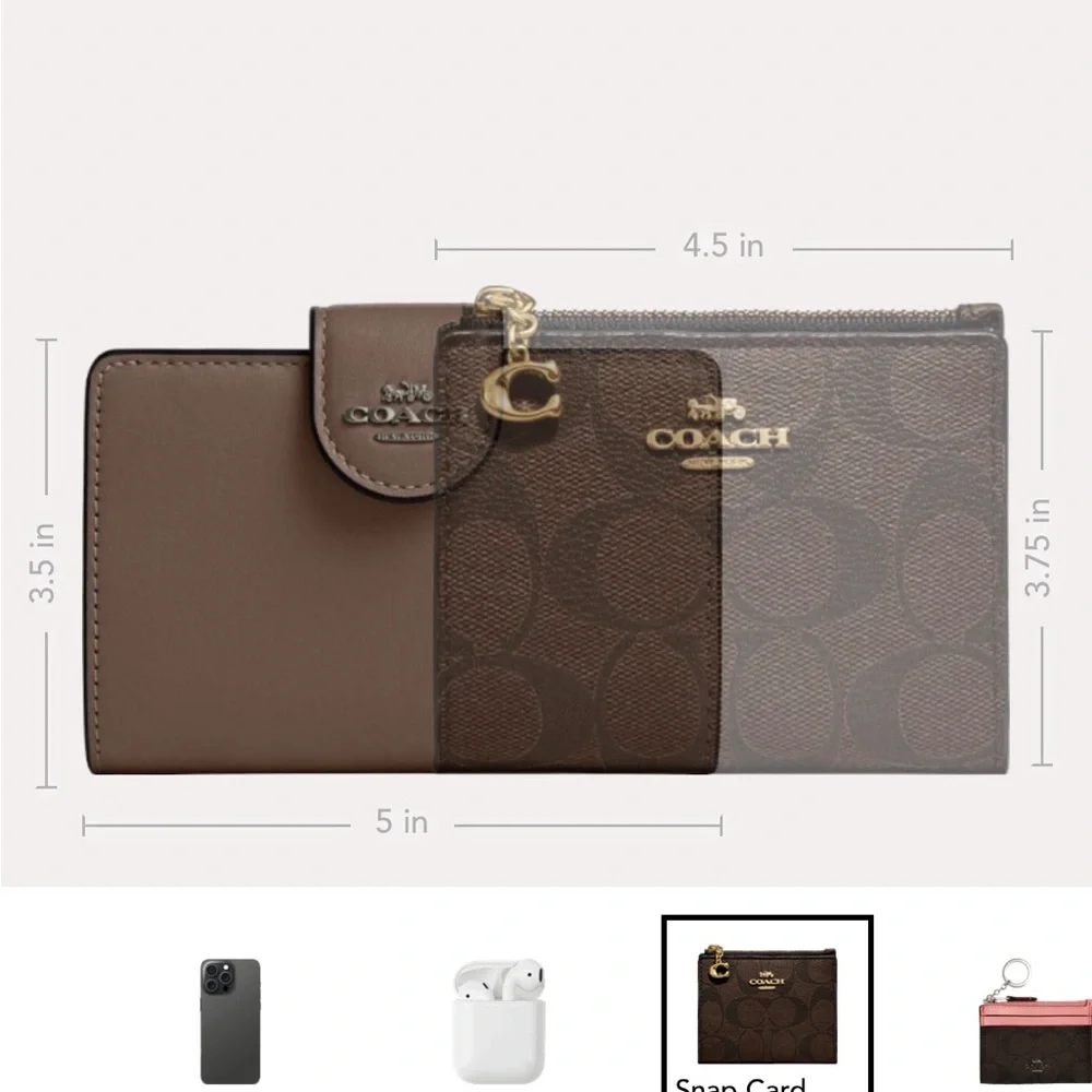 Coach 🤎🩶 medium corner zip Wallet Dark Stone leather NWOT - Picture 14 of 16